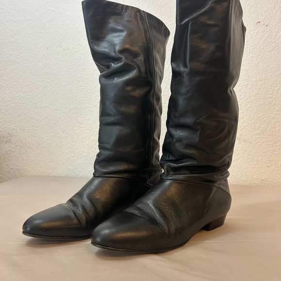 Womens‎ Black Knee High LeatherMan Made Heeled Boots Winter Size 7.5